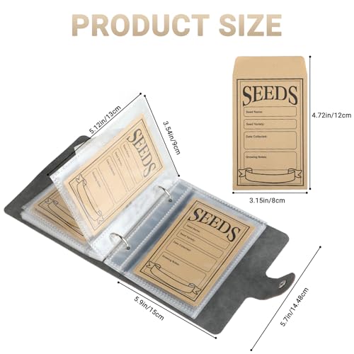 QinOustore 50 Samen Aufbewahrung Umschläge, Selbstklebende Organizer für Garten, Saatgut Aufbewahrung und komplettes Samen-Spar-Set für Gartenliebhaber (schwarz)