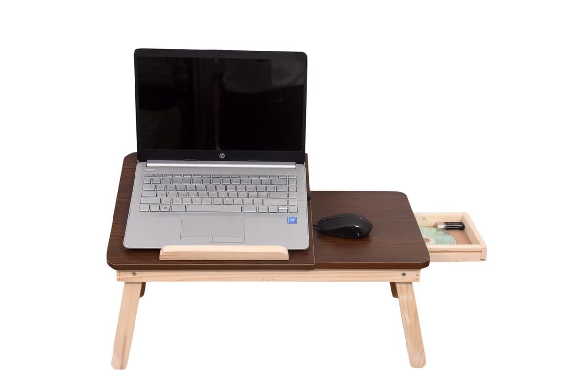 OZO Multipurpose Foldable Wood Laptop Table Table Holder Study Table, Breakfast Table, Foldable and Portable/Ergonomic & Rounded Edges,Non-Slip Legs for Study, Eating, Work-Blade