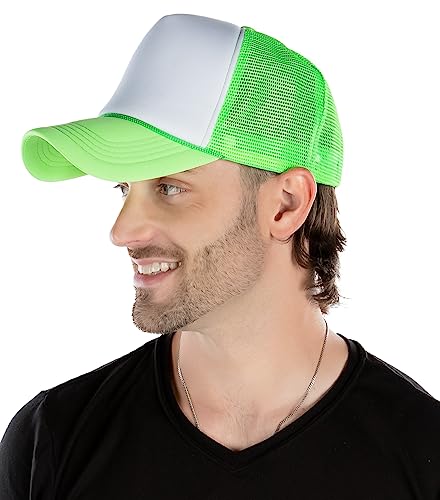 Funky Junque Foam Snapback Trucker Hat - White/Neon Green #TOP18
