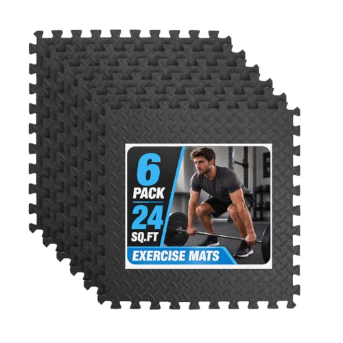 Image of Art3d EVA Puzzle Exercise Mats, 24 inchx24 inch, 1 /2 inch Thick,6-Pack,Black