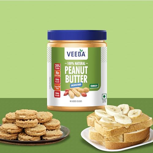 Image of Veeba 100% Natural Peanut Butter (1Kg) (Pack of 2)