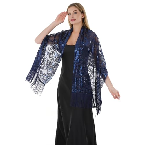 Sequin Lace Shawl Wrap for Women Floral Evening Party Formal Shawls Dressy Cover Up Girls Wraps Wedding2
