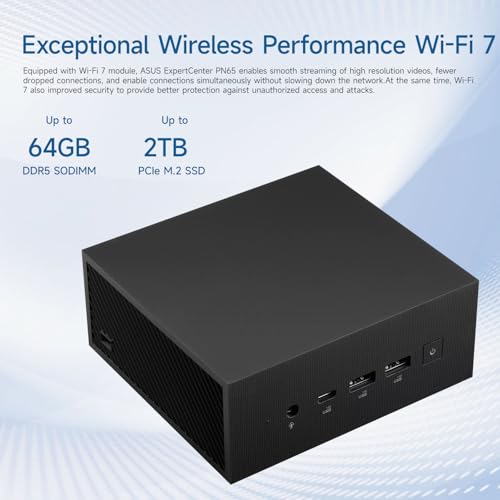 ASUS ExpertCenter PN65 AI-Optimized Business Mini Desktop, 16-Core Intel Ultra 7 155H, 32GB DDR5 RAM, 1TB SSD, Support 3-Display 4K, HDMI, Type-C, RJ-45, Wi-Fi 7, Windows 11 Pro, Black