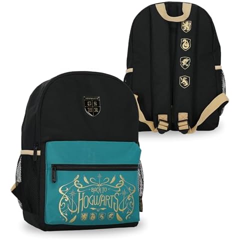 Harry Potter Black Nylon Backpack with Hogwarts Crest Cover