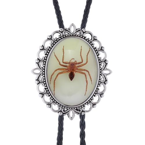 Image of Jeilwiy Bolo Tie for Men Real Stone Westwern Cowboy Ties Silver Bolos Women Leather Necktie Gift for Birthday Christmas