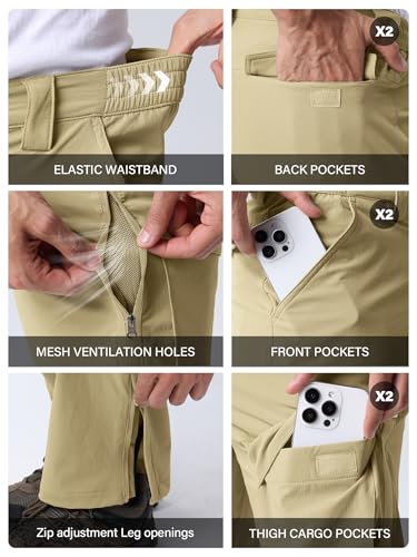 Mens Hiking Pants Quick Cool Dry Tactical Cargo Pants Outdoor Casual Work Waterproof Lightweight for Fishing Safari Camping4