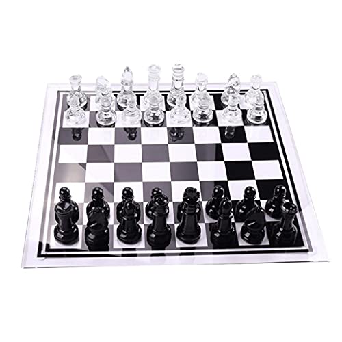 LEGU, HMEI Crystal Glass Chess Set Black and White Glass Chess Board Game Set Durable Build Chess Set for Adults Or Children Gift International Chess Gifts (Color : Chess Set M) LEGU, HMEI Crystal Glass Chess Set Black and White Glass Chess Board Game Set Durable Build Chess Set for Adults Or Children Gift International Chess Gifts (Color : Chess Set M)