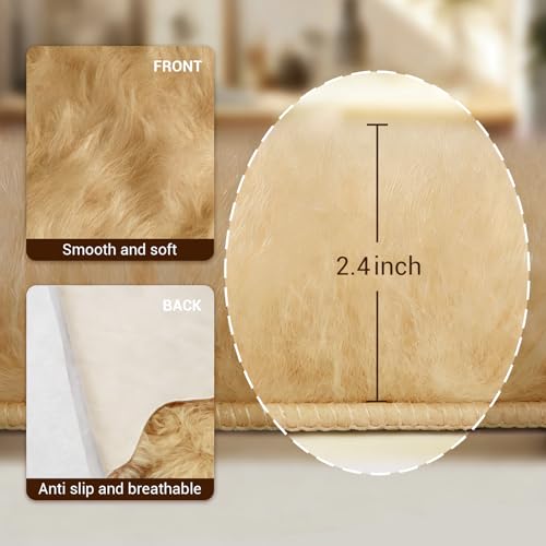 Tapete suave sintético de peluche 2 x 3 pies beige miniatura 2