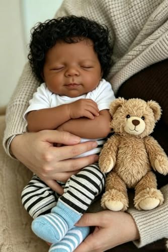 Muñeco Bebé Reborn Niño Negro 18 Pulgadas Realista miniatura 4