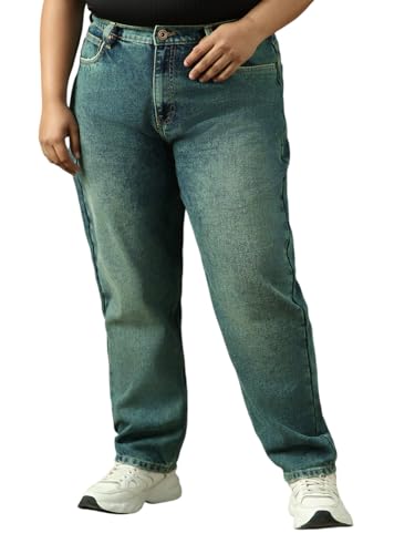 Image of High Star Women Cotton Washed Mom Fit Casual High-Rise Jeans