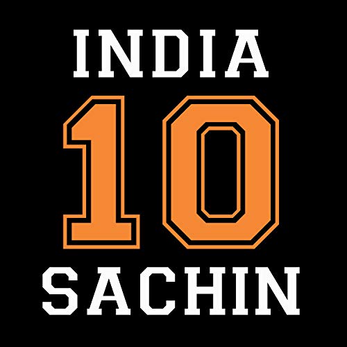 Image of Pooplu Women's Regular Fit Jersey No.10 Sachin Cotton Graphic Printed V Neck Half Sleeves Black & White t-Shirt. Sports, Cricket, Symbol Pootlu Tshirts