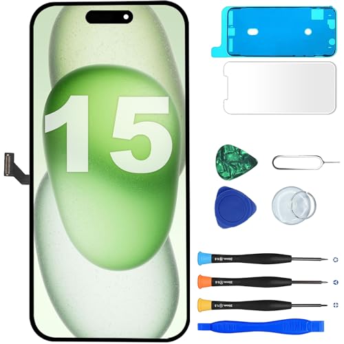 Image of MP+ for iPhone 15 Screen Replacement,[Face ID] 3D Touch Screen Display Digitizer Assembly with Waterproof Adhesive Tape and Repair Tools Kit