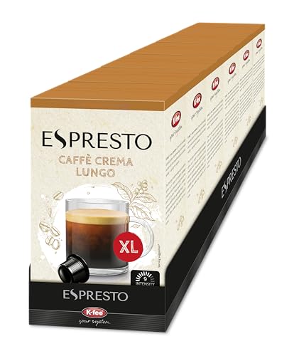 ESPRESTO Caffè Crema XL kompatibel mit K-fee & ALDI EXPRESSI* extra großer Kaffee-Genuss RFA zertifiziert 96 Kapseln