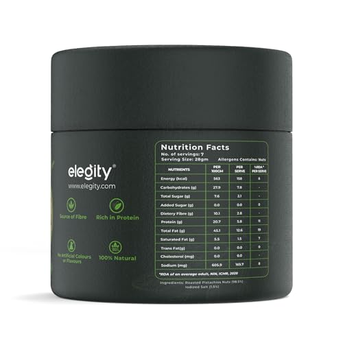 Image of Elegity California Salted Pistachios Pouch (100 gm) | Crunchy & Healthy | Rich in Fiber & Protein | No Added Preservatives