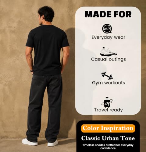Image of Sleepynuts Men's Everyday Wear Crew Neck Regular Fit T-Shirt | Half Sleeve Solid Plain Casual T-Shirt for Men | Soft Breathable Fabric |