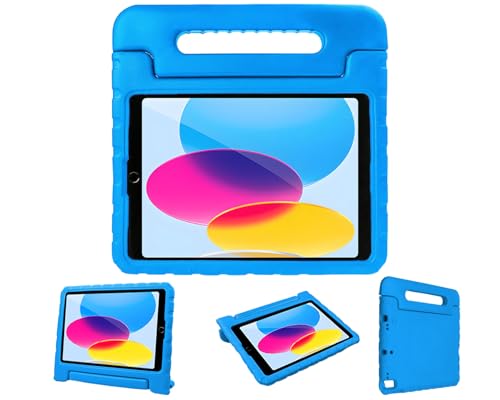 iPad 9世代 2021 8世代 2020 7世代 2019 10.2 インチ ケース iPad Air3 10.5インチ キッズケース ハンドル付き 超軽量 耐衝撃 スタンド機能 EVA キッズ 子ども用 カバー(ブル-)