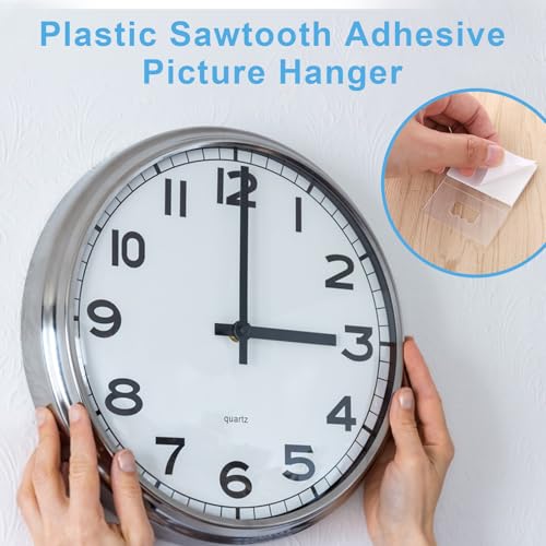 Image of 30 Pack Adhesive Picture Hangers, Mabor Plastic Picture Hangers Without Nails Clear Foamboard Hanger No Nail Sawtooth Picture Hangers Stick on for Back of Frames