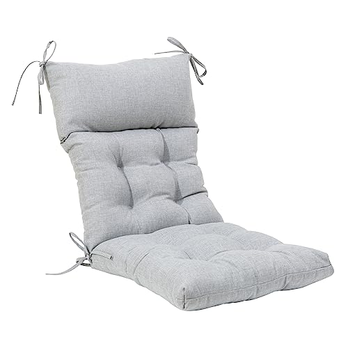 Image of QILLOWAY Outdoor Rocking Chair Cushions Set of 4, 100% Polyester Waterproof Patio Rocking Chair Cushion, High Back Weatherproof Chair Pad for Adirondack & Outdoor Furniture, Gray,White