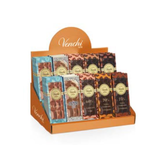 KIT EXPO DA 80 MINI TAVOLETTE VENCHI DA 30 GRAMMI (LATTE-CREMINO-FONDENTE 60%-EXTRA FONDENTE 70%- EXTRA FONDENTE 75%)