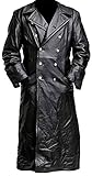 marine offizier mantel 100 % echtes Leder BFS Apparels German Classic Offizier Trenchcoat Leder schwarz Gr. XX-Small, Schwarz