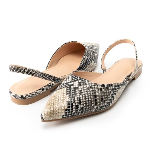 JORISTIMO Women's Slingback Flats, Pointed Toe Flats for Women Slip on Low Heel Dress Casual Work Shoes3