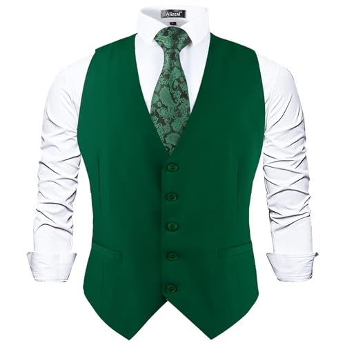 Image of Alizeal Mens Classic Solid Suit Vest Regular Fit Tuxedo Waistcoat | Classic for Wedding Business Daily Wear Wedding