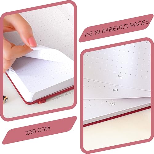 Image of NEORAH - B6 - ART JOURNAL | 200Gsm Dotgrid Notebook |144 Pages(17.5 x 12.5 cm) | Lay Flat |HardCover Bullet - Journal |3 Bookmarks |Elastic Closure| Inner BackPocket | Ideal-Bujo,Drawing (RED)