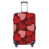 Ghjkfbf Funda protectora para maleta de equipaje, con estampado de corazones rojos, lavable, con cremallera oculta, Negro -, L
