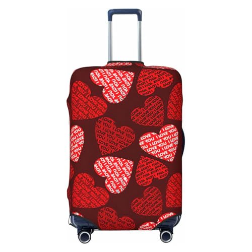 Red Hearts Print Luggage Suitcase Cover Protector Luggage Washable Covers With Concealed Zipper