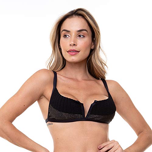 Top BeJoy Quadrado Tala V Luxe Tamanho:P;Cor:Preto;Gênero:Mulher;Material:Poliamida;Origem:Nacional