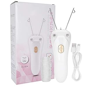 Elektrischer Gewinde Epilator, Haarentferner für das Gesicht, Damen Gesichts Haar Entferner, USB Lade Epilierer für Baumwollfäden (Host + Baumwollfaden + USB Kabel)(Gold)