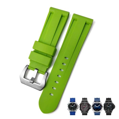 Bracelet de montre en caoutchouc haut de gamme camouflage vert argenté 26mm