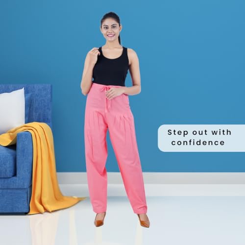 Image of Happy Bunny Salwar Pant - Modern Style Pure Cotton for Women - Ethnic Semi Patiala Trouser - Office,Home - All Day Comfort Wear with Drawstring