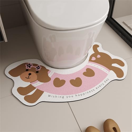 Highdi Tapis de Toilette U, Teckel Tapis Toilette WC Diatomite Sechage Rapide Absorbant Tapis de Sol pour Toilette Antidérapant Tapis Contour WC Tapis de...