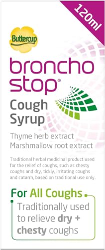 Buttercup BronchoStop Cough Syrup | for All Cough Types | Relives Dry & Chesty Coughs | Available in Two Sizes | Alcohol Free Cough Medicine (120ml)