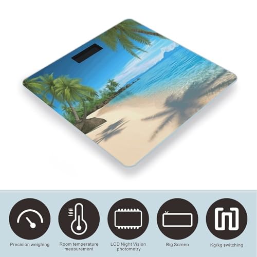 Báscula digital para baño con diseño playa hawaiana y palmeras miniatura 3