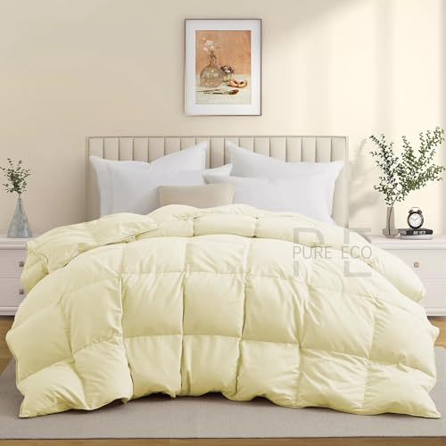 Image of PURE ECO 600 GSM Down Alternative Comforter for Double Bed Size (90 inchX100 inch) - 600 GSM Heavy Winter Comforter /Rajai /Duvet /Blanket Microfiber Super Soft Fluffy for Winter Double Bed - Ivory Color
