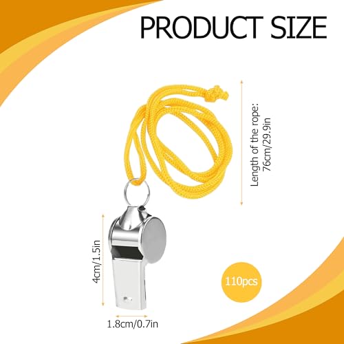 110 silbatos metálicos de acero inoxidable con cordón naranja miniatura 2