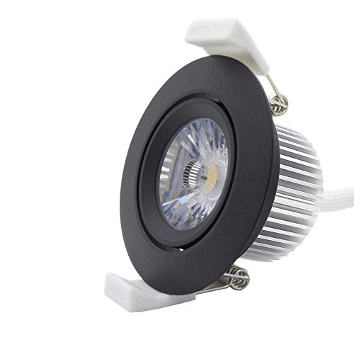iluminize Foco LED: foco LED COB sin controlador de alto voltaje 230 V, 6 W, blanco cálido 3000 K, 500 lúmenes, Ra 85, 50.000 horas de vida útil, 5 años de garantía (3000 K 38° negro) Cover