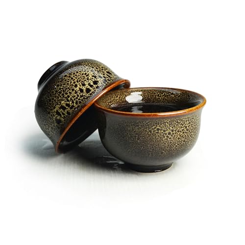 Image of Kiln Glaze Ceramic Tea Set Gift Box (9-Piece), Teapot 10oz Gongdao Cup Filter and 6 Small Cups Changing Glazed Ceramic Tea Ceremony (Set brown)