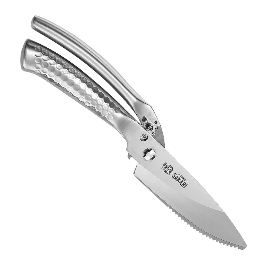MITSUMOTO SAKARIJapanese Multipurpose Stainless Steel，Silver Titanium Plating Sharp Scissors Heavy Duty, 4.7 inch Professional Kitchen Scissors Poultry Shears for Chicken, Meat, Bone, Fish