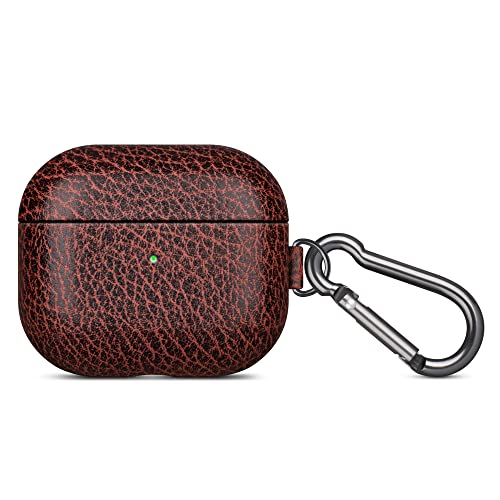Haobobro Bicolor Series Leather Case, AirPods 3 Case, Leather Case for AirPods 3 Generation, Comes with Hand Strap/Keychain - Image 4