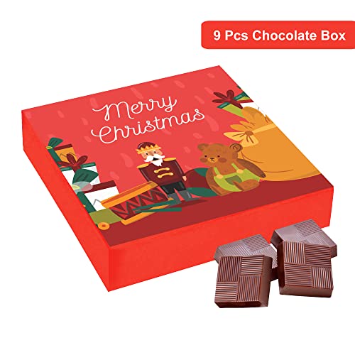 Image of Chocoloony Merry Christmas Chocolate Gift Box Assorted 9 pcs Milk Chocolate Bites and X-Mas Tree Glasses