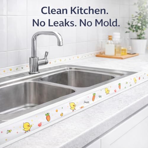 Image of Waterproof Kitchen Sink Sealing Tape | Self-Adhesive PVC Caulk Strip | Leakproof Gap Sealer for Sink, Bathroom Basin & Toilet | Wall & Countertop Edge Protection | Easy Peel-and-Stick Tape