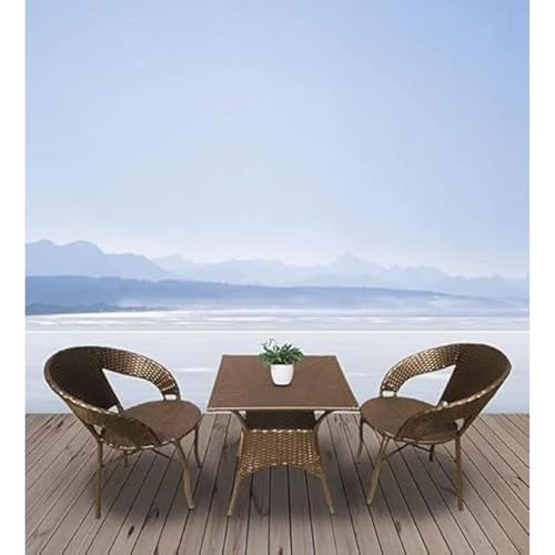 Image of Furniture Patio 2 Chair 1 Square Table Sets Garden Wicker Furniture Set for Outdoor Patio and || Powder Coated Frame| UV Protected Wicker [2Chair with 1Table](Dark Brown)