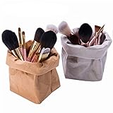 Lnlyin Kraftpapier Cosmetics Organizer Wiederverwendbare waschbare Multifunktions-Kraftpapiertüte,Nordische Esche
