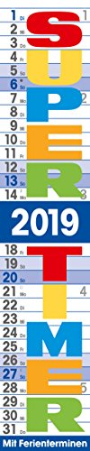 Supertimer 259419 2019: Streifenkalender mit Datumsschieber, Ferienterminen und Spiralbindung I schm Supertimer 259419 2019: Streifenkalender mit Datumsschieber, Ferienterminen und Spiralbindung I schm