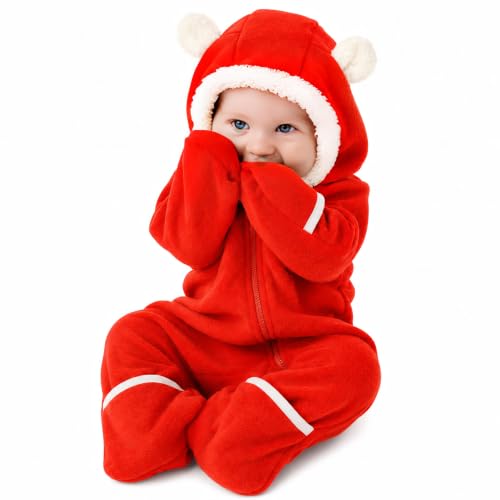 Image of Cuddle Club Fleece Baby Bunting Bodysuit Hoodie, Newborn - 5T | Infant Romper Hooded Sweater Outfit, Car Seat Friendly, Convertible Mittens & Booties, Warm Jacket, Winter Suit Clothes