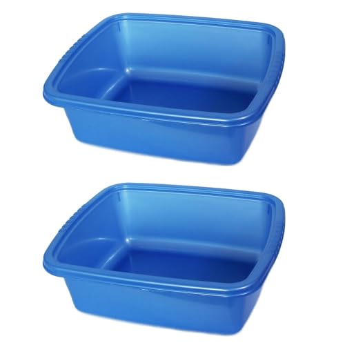 YBM Home Plastic Dish Pan Basin, Blue, Pack of 2