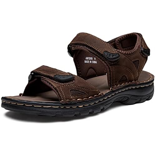 Jousen Men's Sandals Arch Support Casual Genuine Leather Summer Outdoor Beach Fisherman Sandals for Men